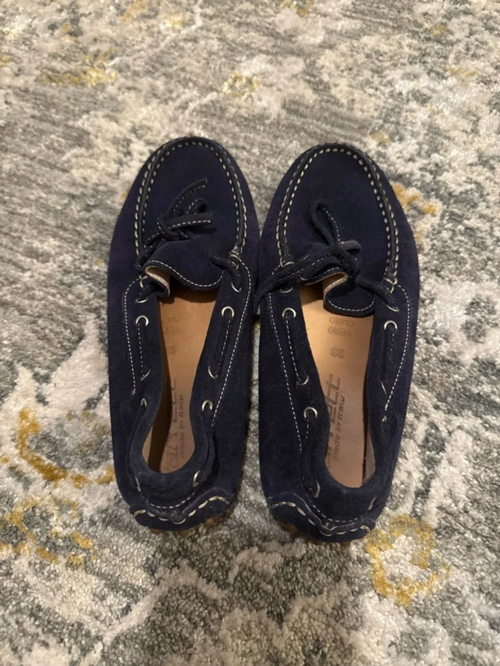 Vero Cuoio Navy Suede Kids Moccasin Loafers